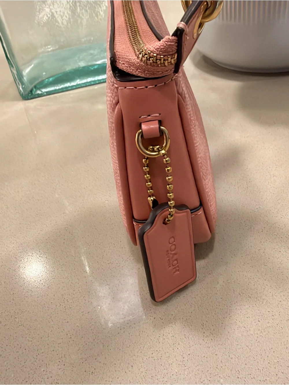 Coach Plaza Bag 18 In Signature Canvas Brass Melon Pink CCD38 Wristlet